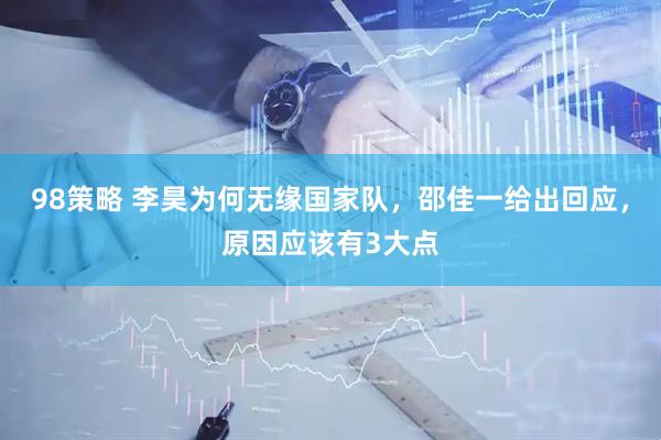 98策略 李昊为何无缘国家队，邵佳一给出回应，原因应该有3大点